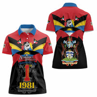 Antigua and Barbuda Independence Day Women Polo Shirt Baabyuuda 1 November 1981 - Wonder Print Shop
