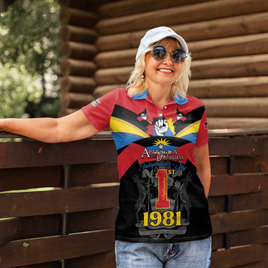 Antigua and Barbuda Independence Day Women Polo Shirt Baabyuuda 1 November 1981 - Wonder Print Shop