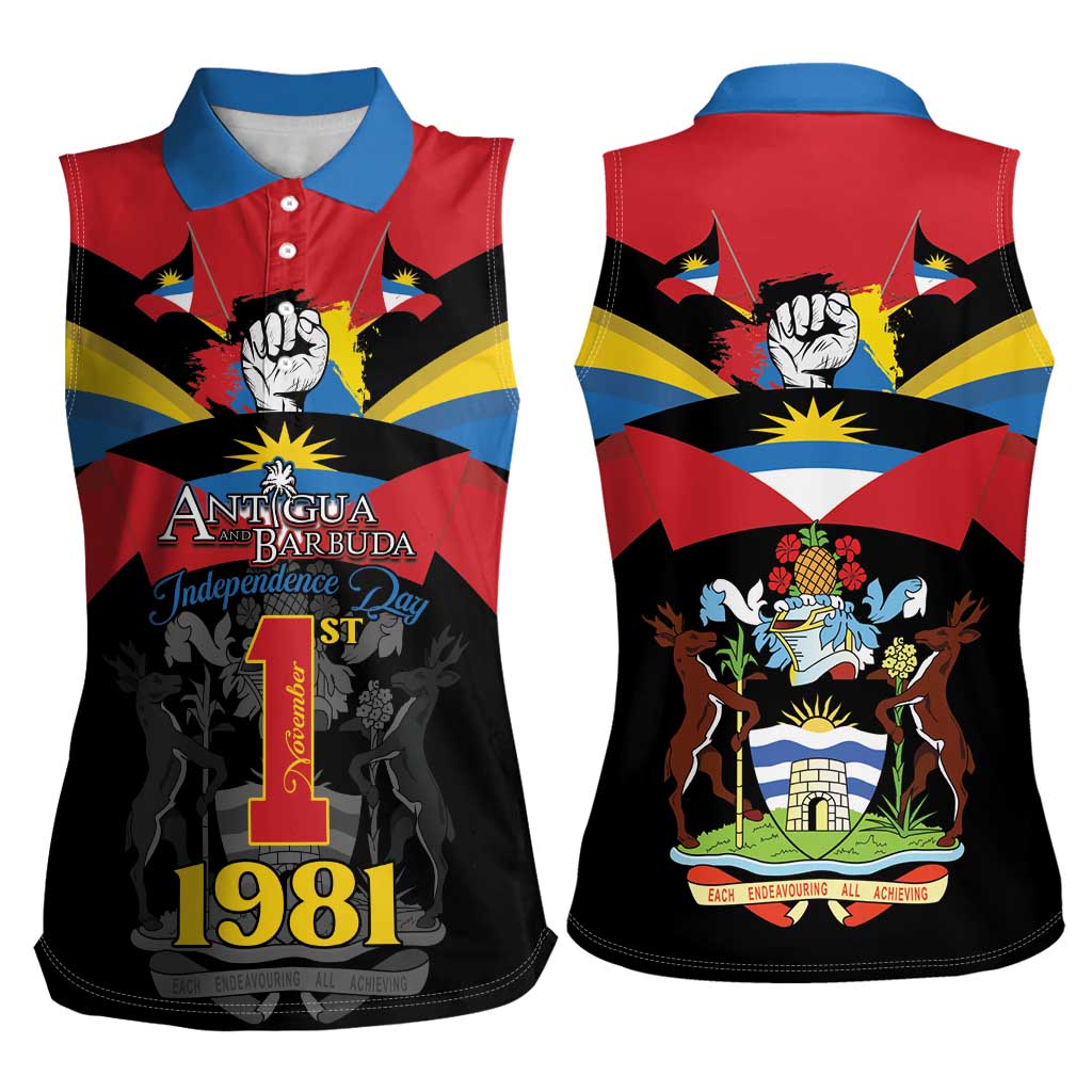 Antigua and Barbuda Independence Day Women Sleeveless Polo Shirt Baabyuuda 1 November 1981 - Wonder Print Shop