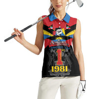 Antigua and Barbuda Independence Day Women Sleeveless Polo Shirt Baabyuuda 1 November 1981 - Wonder Print Shop