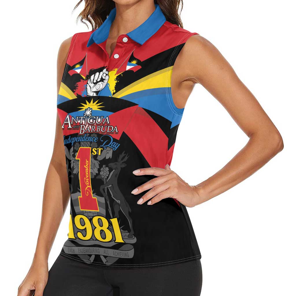 Antigua and Barbuda Independence Day Women Sleeveless Polo Shirt Baabyuuda 1 November 1981 - Wonder Print Shop