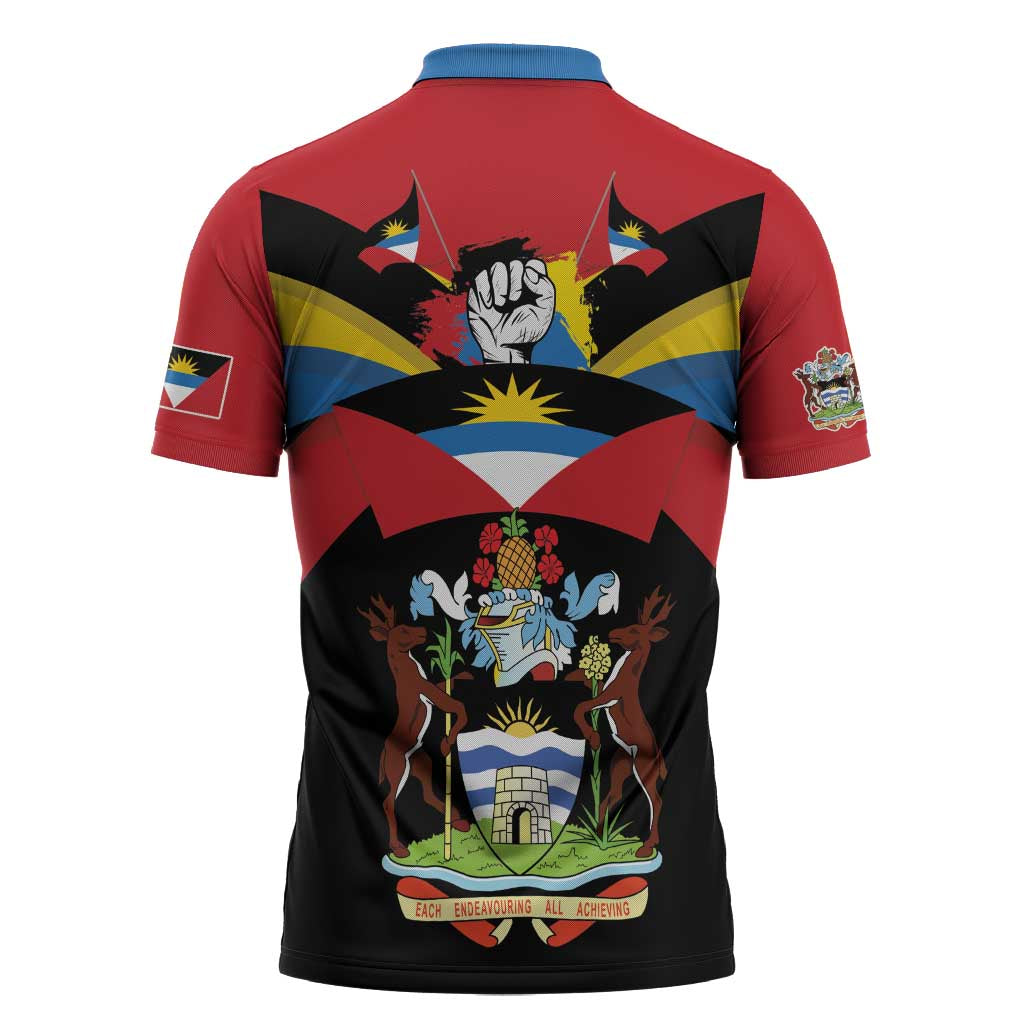 Antigua and Barbuda Independence Day Zipper Polo Shirt Baabyuuda 1 November 1981 - Wonder Print Shop