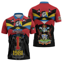 Antigua and Barbuda Independence Day Zipper Polo Shirt Baabyuuda 1 November 1981 - Wonder Print Shop