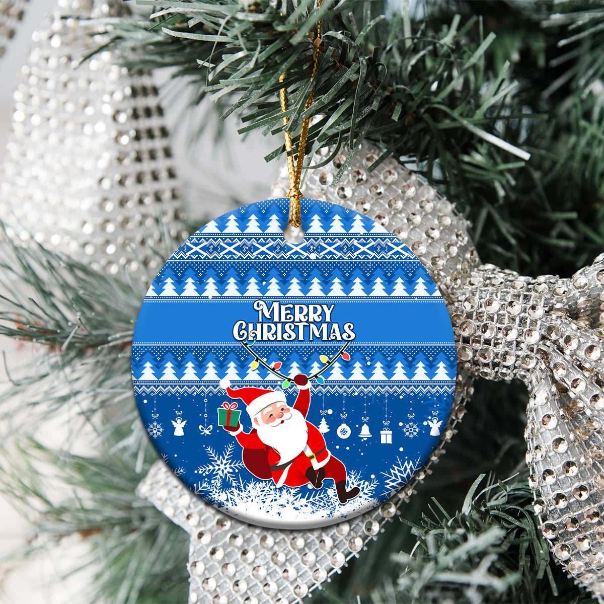 Scotland Christmas Ceramic Ornament Merry Christmas Santa Claus Gift - Wonder Print Shop