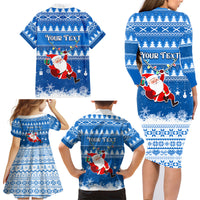 Custom Scotland Christmas Family Matching Long Sleeve Bodycon Dress and Hawaiian Shirt Merry Christmas Santa Claus Gift - Wonder Print Shop