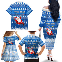Custom Scotland Christmas Family Matching Off Shoulder Long Sleeve Dress and Hawaiian Shirt Merry Christmas Santa Claus Gift - Wonder Print Shop