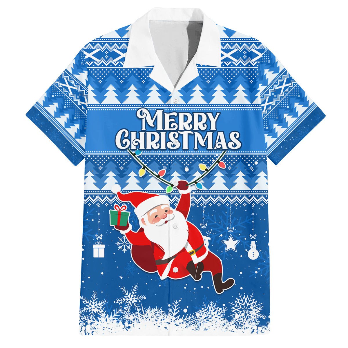 Custom Scotland Christmas Family Matching Off Shoulder Maxi Dress and Hawaiian Shirt Merry Christmas Santa Claus Gift - Wonder Print Shop