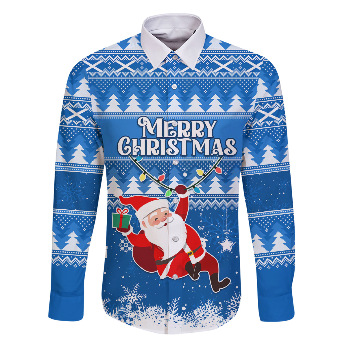 Custom Scotland Christmas Family Matching Off Shoulder Maxi Dress and Hawaiian Shirt Merry Christmas Santa Claus Gift - Wonder Print Shop