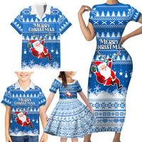 Custom Scotland Christmas Family Matching Short Sleeve Bodycon Dress and Hawaiian Shirt Merry Christmas Santa Claus Gift - Wonder Print Shop