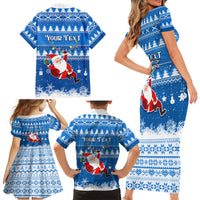 Custom Scotland Christmas Family Matching Short Sleeve Bodycon Dress and Hawaiian Shirt Merry Christmas Santa Claus Gift - Wonder Print Shop