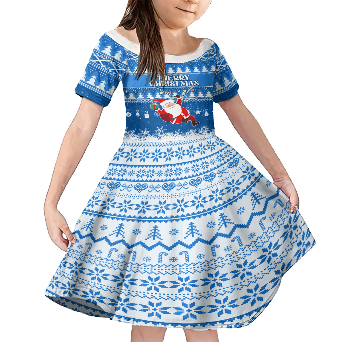 Custom Scotland Christmas Family Matching Summer Maxi Dress and Hawaiian Shirt Merry Christmas Santa Claus Gift - Wonder Print Shop