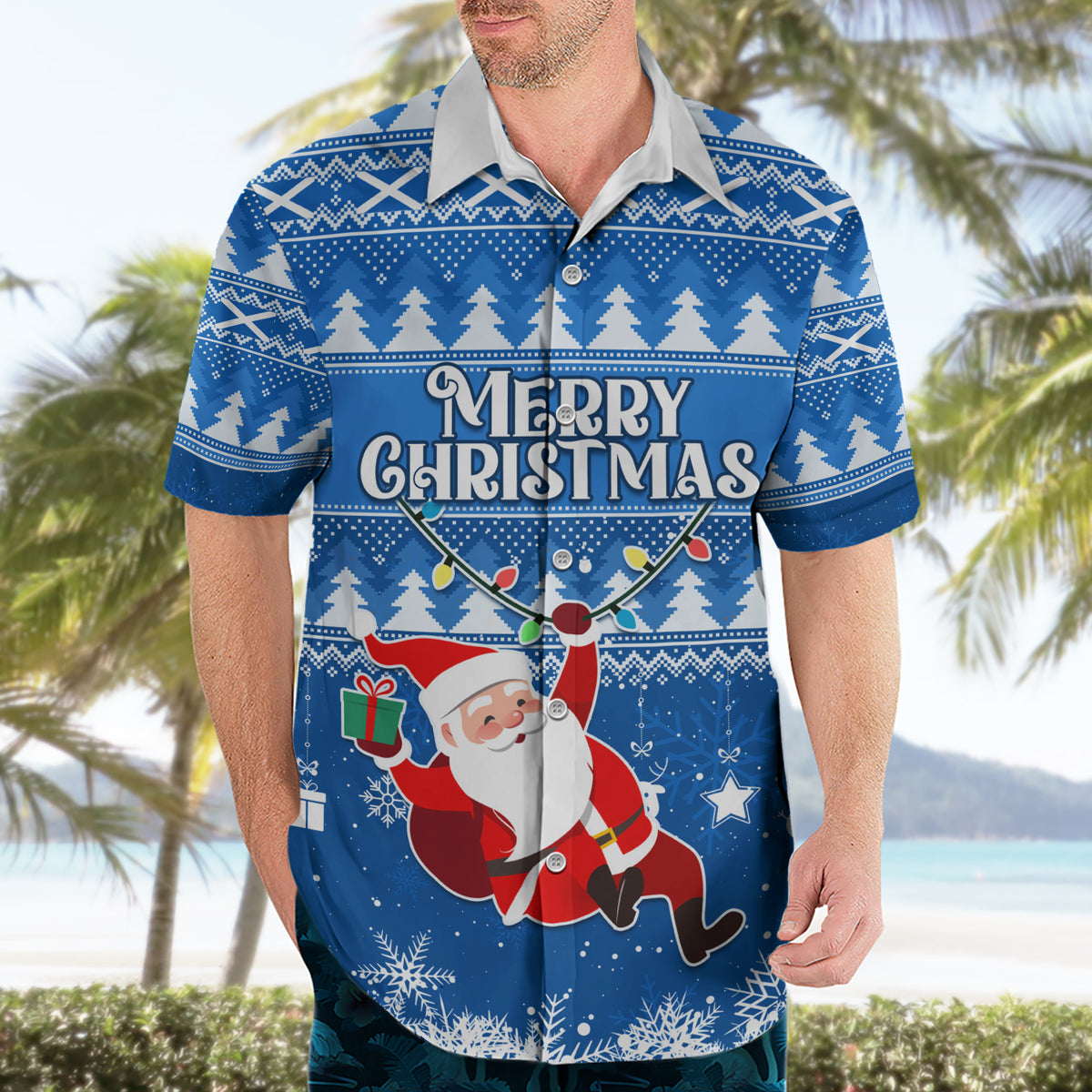 Custom Scotland Christmas Hawaiian Shirt Merry Christmas Santa Claus Gift - Wonder Print Shop