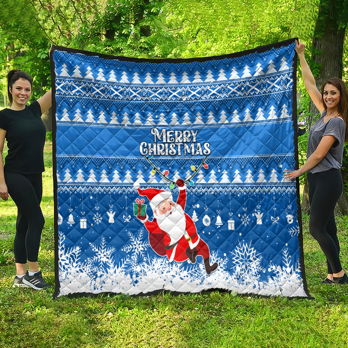 Custom Scotland Christmas Quilt Merry Christmas Santa Claus Gift - Wonder Print Shop