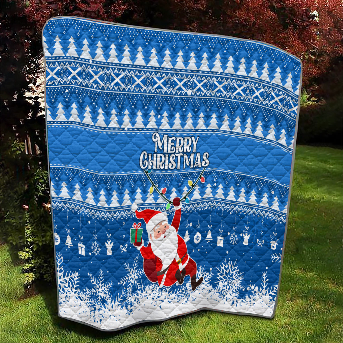Custom Scotland Christmas Quilt Merry Christmas Santa Claus Gift - Wonder Print Shop
