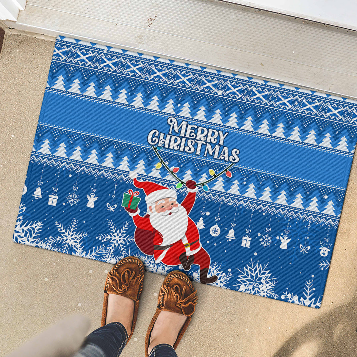Custom Scotland Christmas Rubber Doormat Merry Christmas Santa Claus Gift - Wonder Print Shop