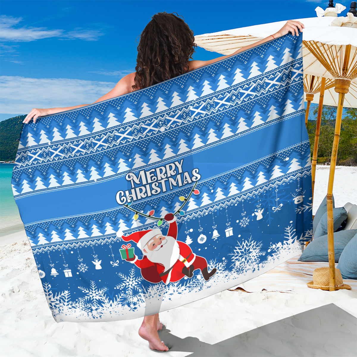 Custom Scotland Christmas Sarong Merry Christmas Santa Claus Gift - Wonder Print Shop