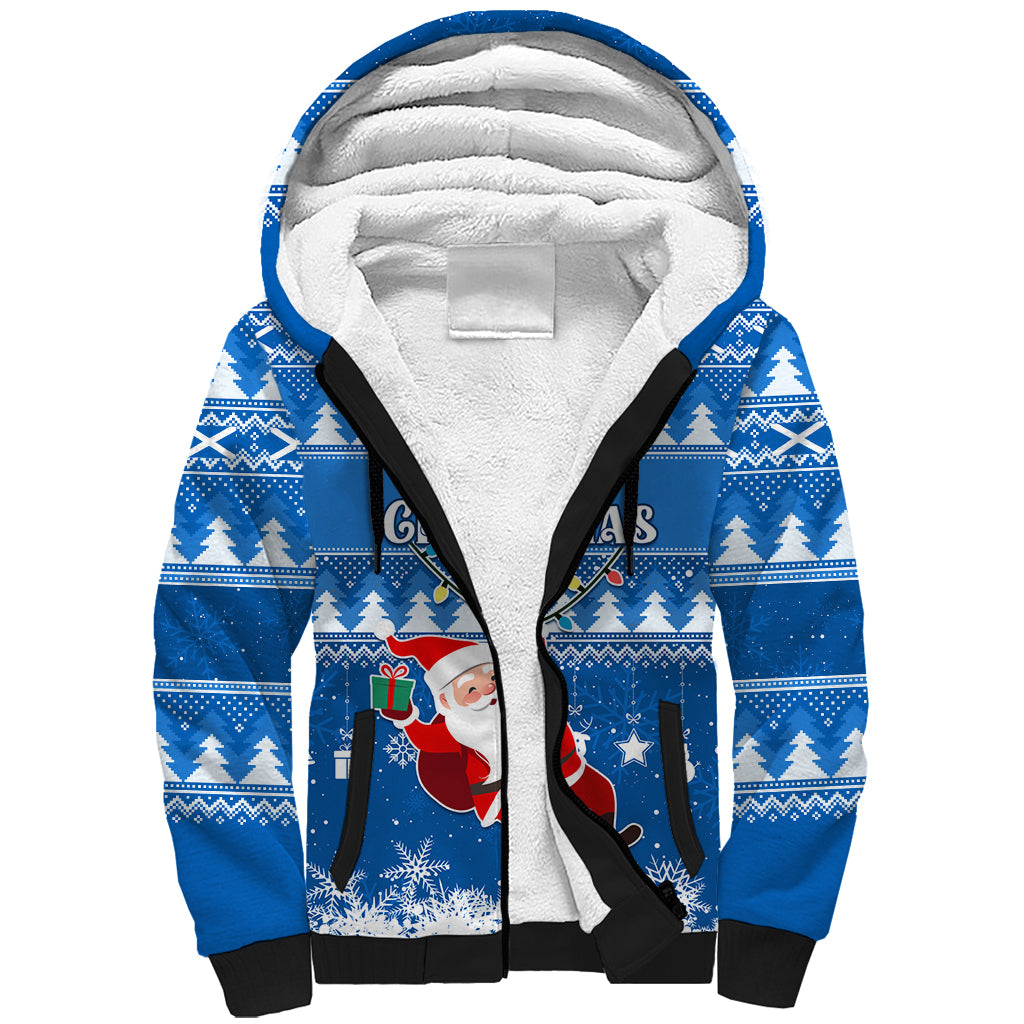 Custom Scotland Christmas Sherpa Hoodie Merry Christmas Santa Claus Gift - Wonder Print Shop