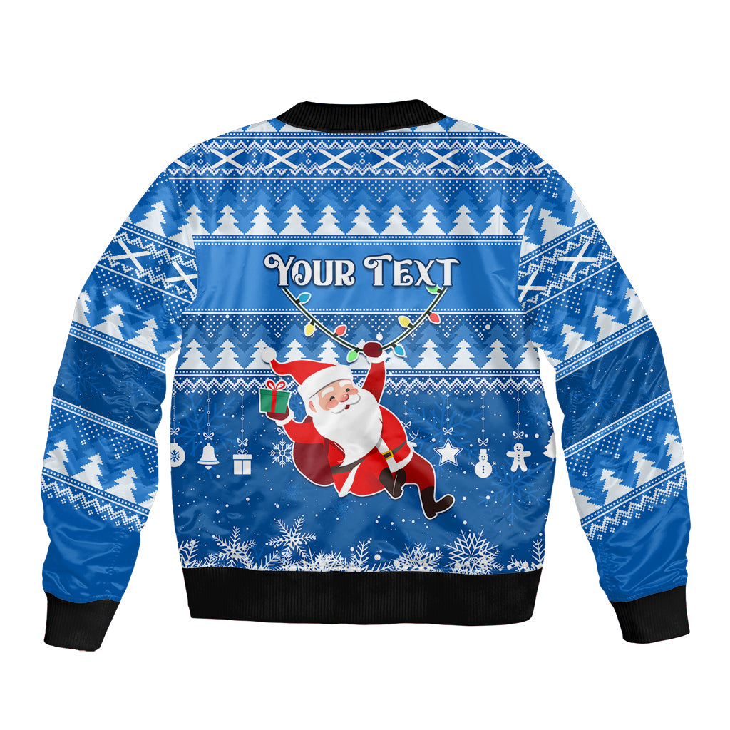 Custom Scotland Christmas Sleeve Zip Bomber Jacket Merry Christmas Santa Claus Gift - Wonder Print Shop