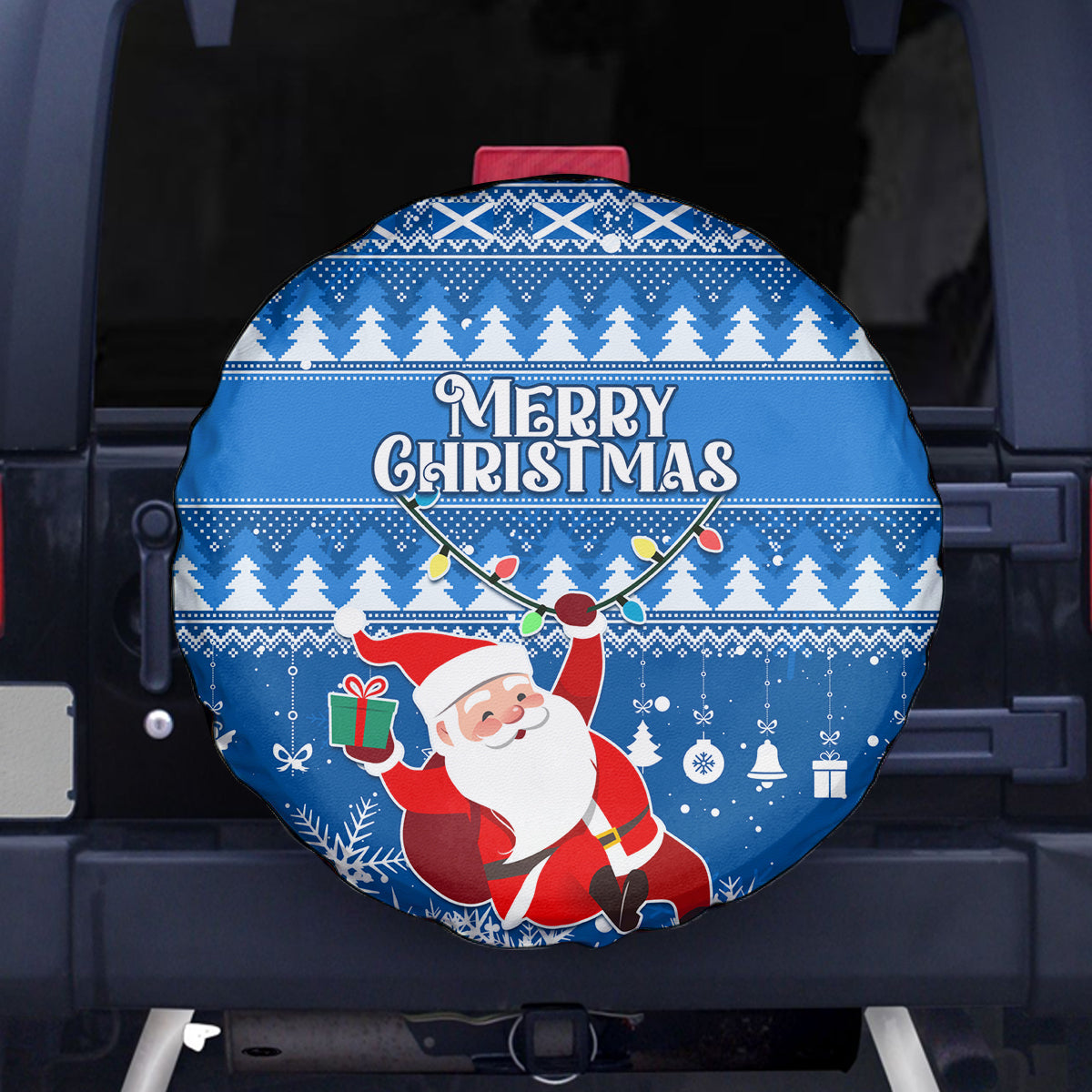 Custom Scotland Christmas Spare Tire Cover Merry Christmas Santa Claus Gift - Wonder Print Shop