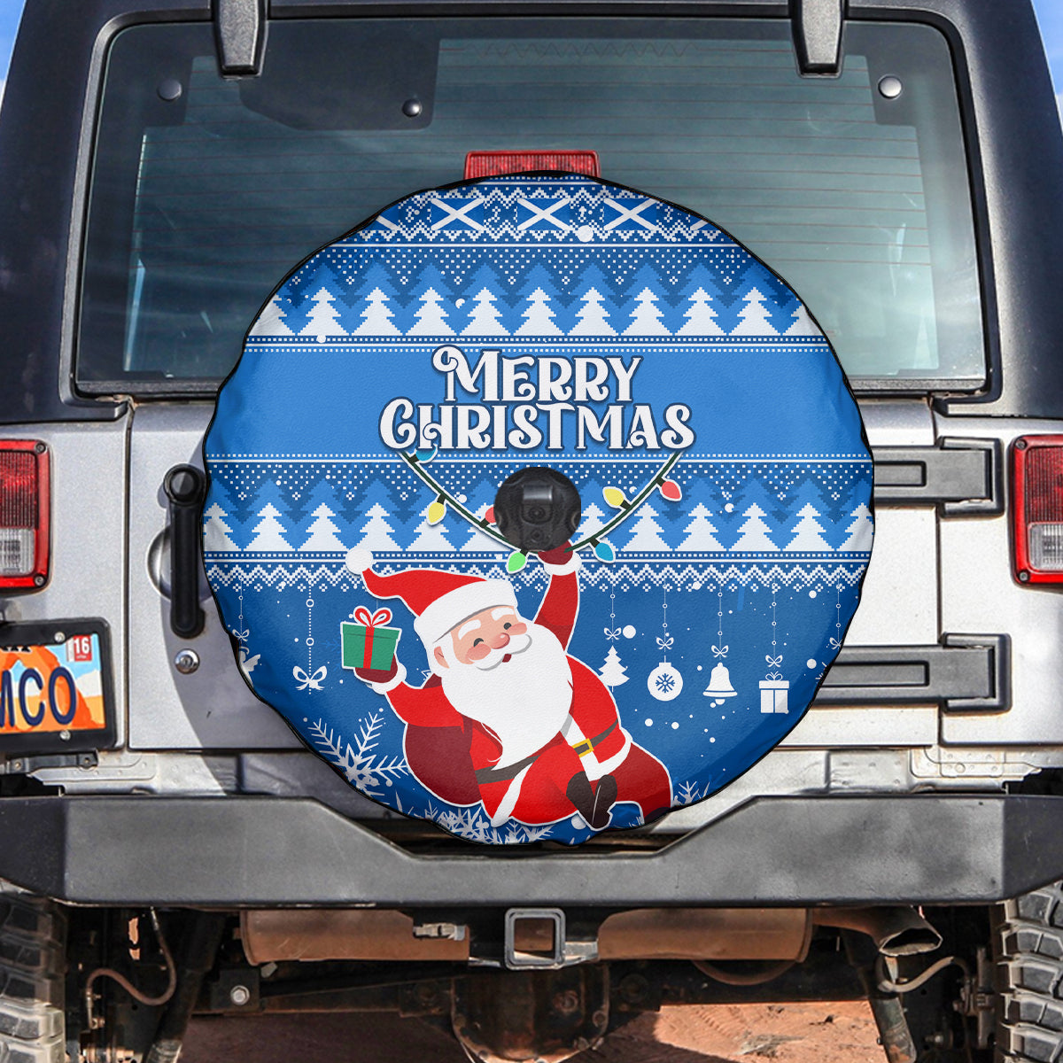 Custom Scotland Christmas Spare Tire Cover Merry Christmas Santa Claus Gift - Wonder Print Shop