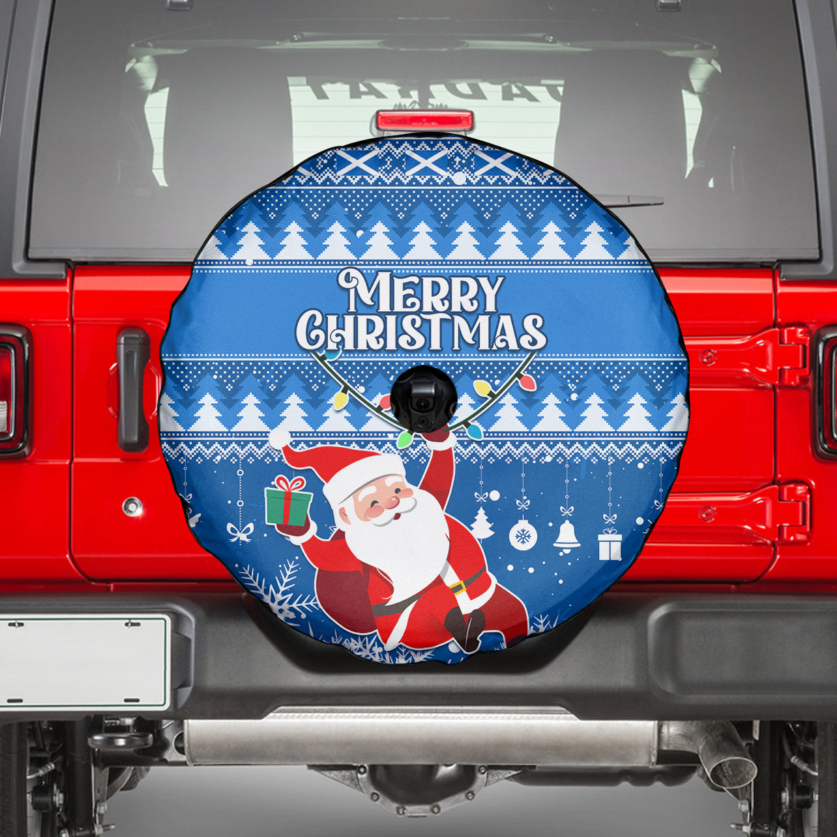 Custom Scotland Christmas Spare Tire Cover Merry Christmas Santa Claus Gift - Wonder Print Shop