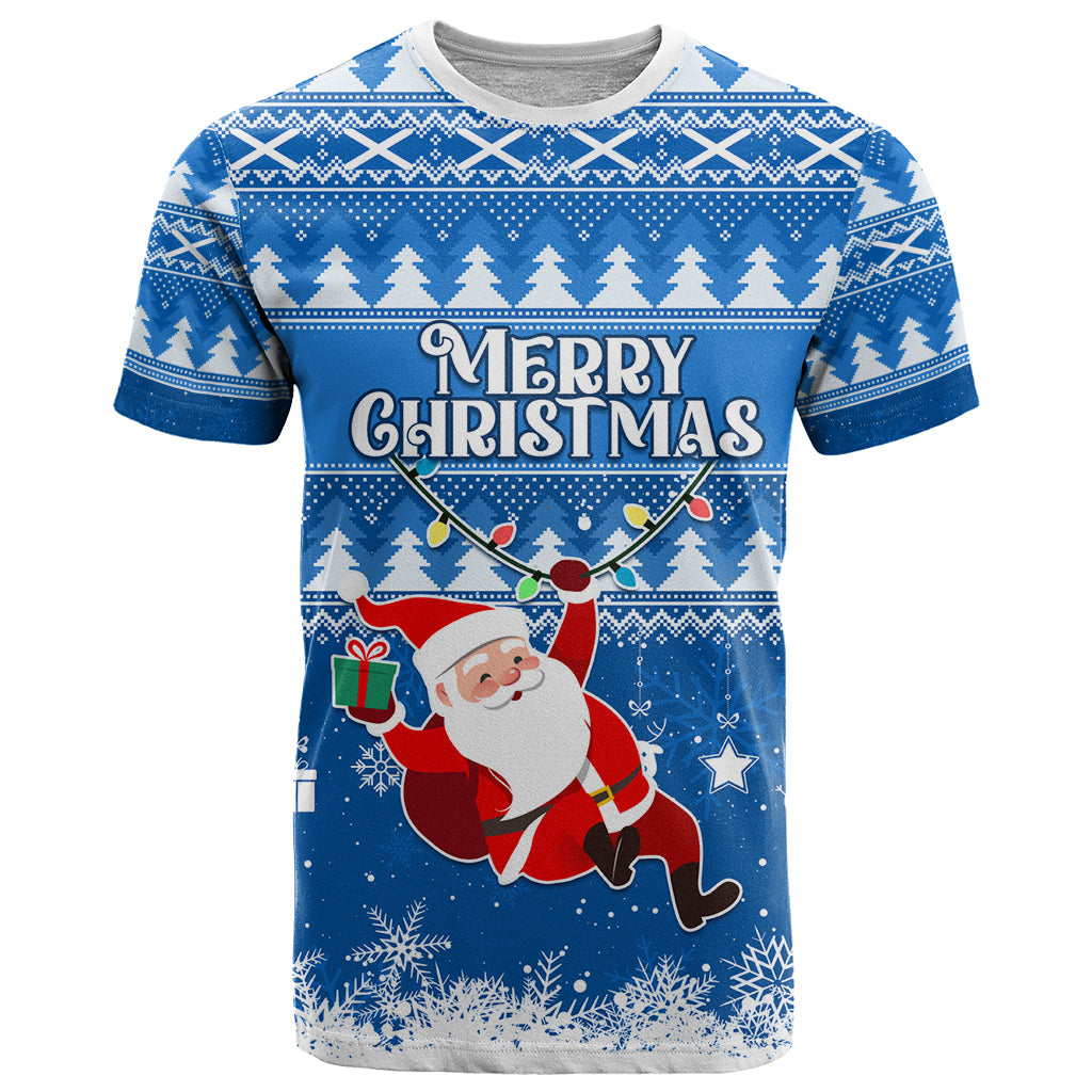 Custom Scotland Christmas T Shirt Merry Christmas Santa Claus Gift - Wonder Print Shop