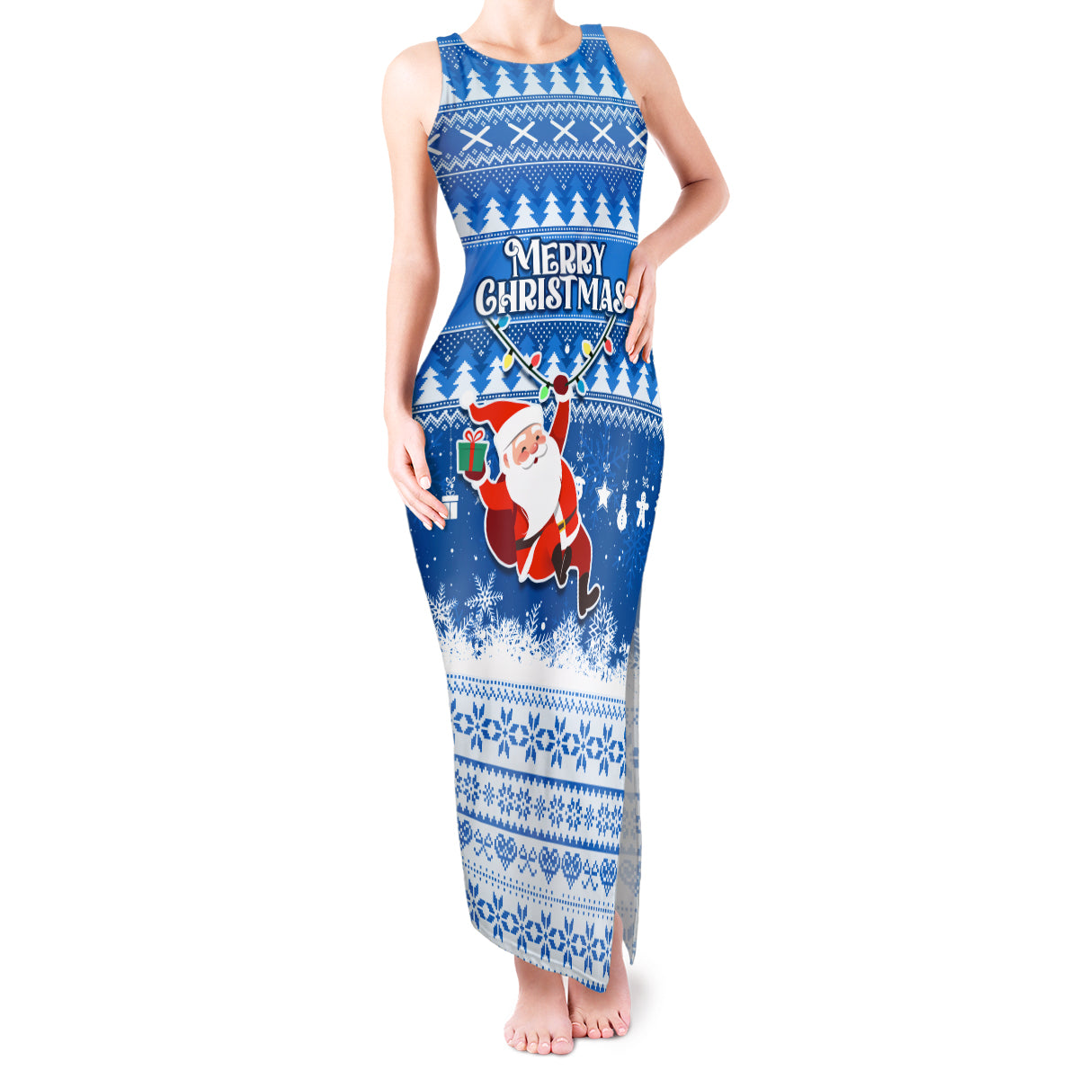 Custom Scotland Christmas Tank Maxi Dress Merry Christmas Santa Claus Gift - Wonder Print Shop