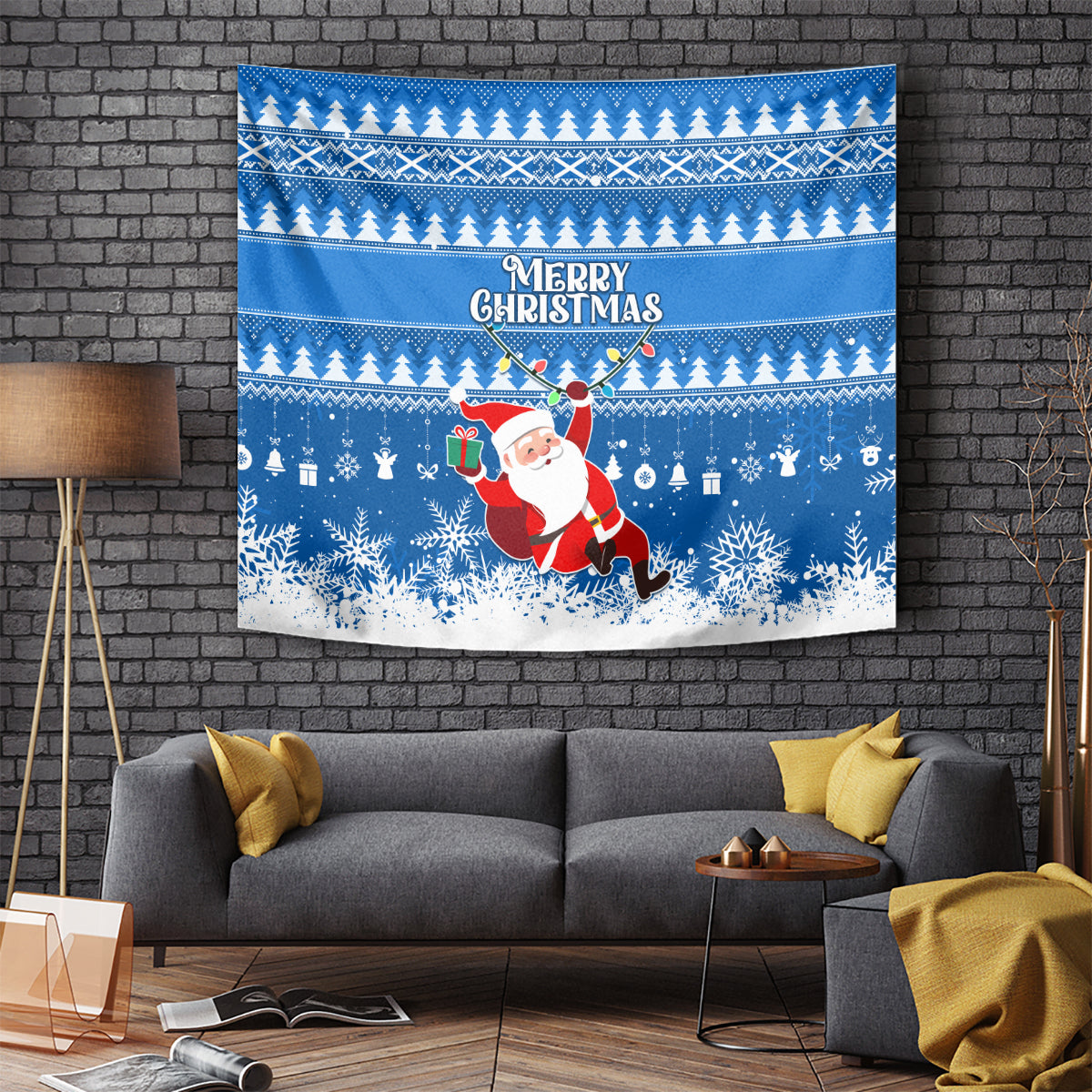 Custom Scotland Christmas Tapestry Merry Christmas Santa Claus Gift - Wonder Print Shop