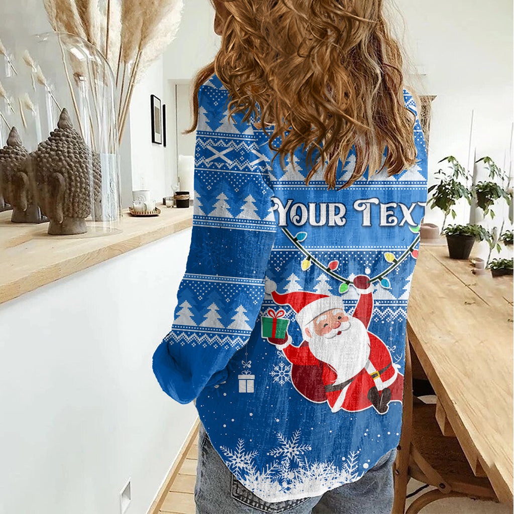 Custom Scotland Christmas Women Casual Shirt Merry Christmas Santa Claus Gift - Wonder Print Shop