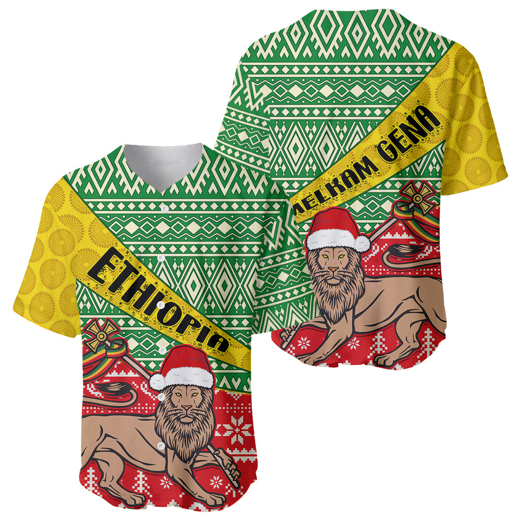 Ethiopia Christmas Baseball Jersey Melkam Gena African Pattern - Wonder Print Shop