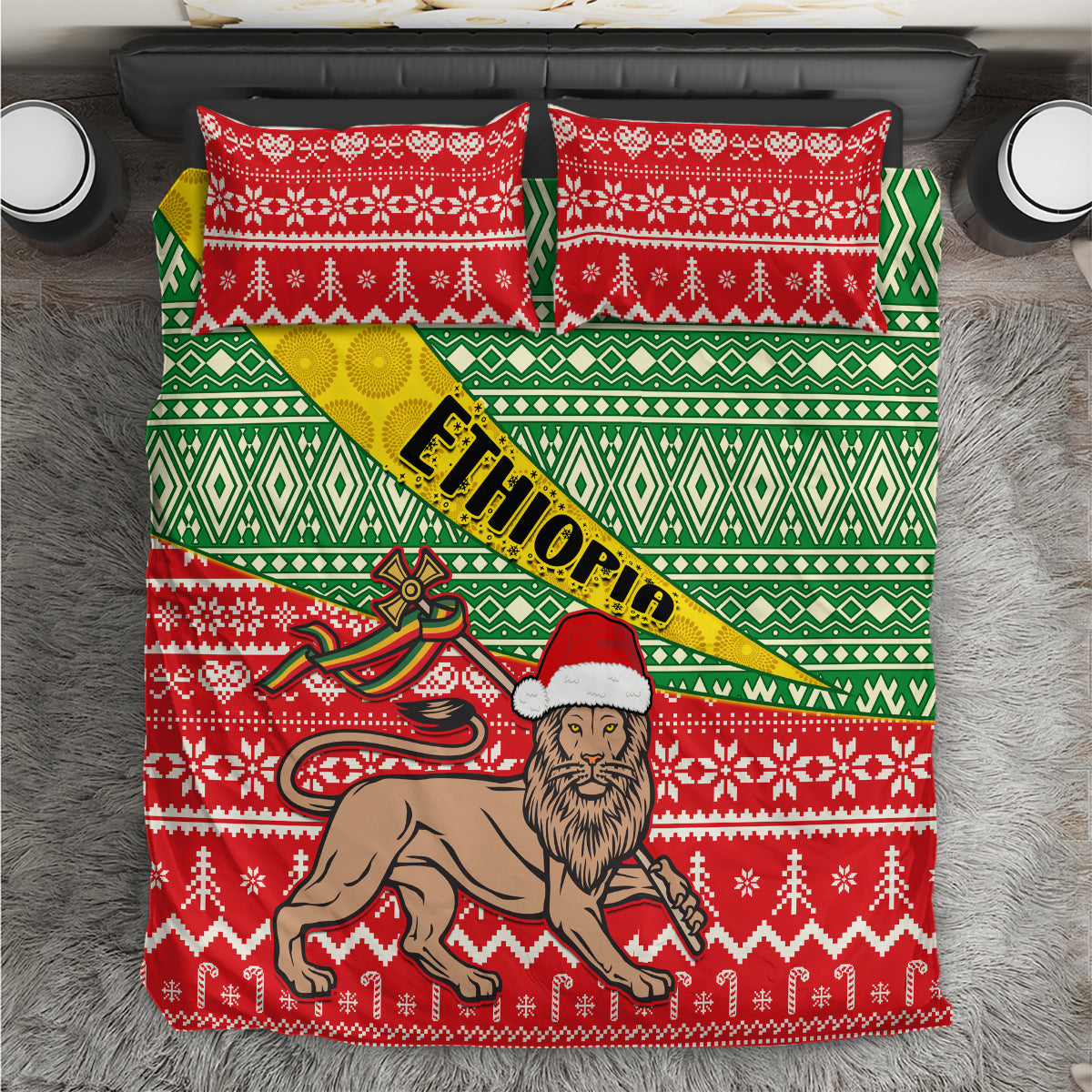 Ethiopia Christmas Bedding Set Melkam Gena African Pattern - Wonder Print Shop