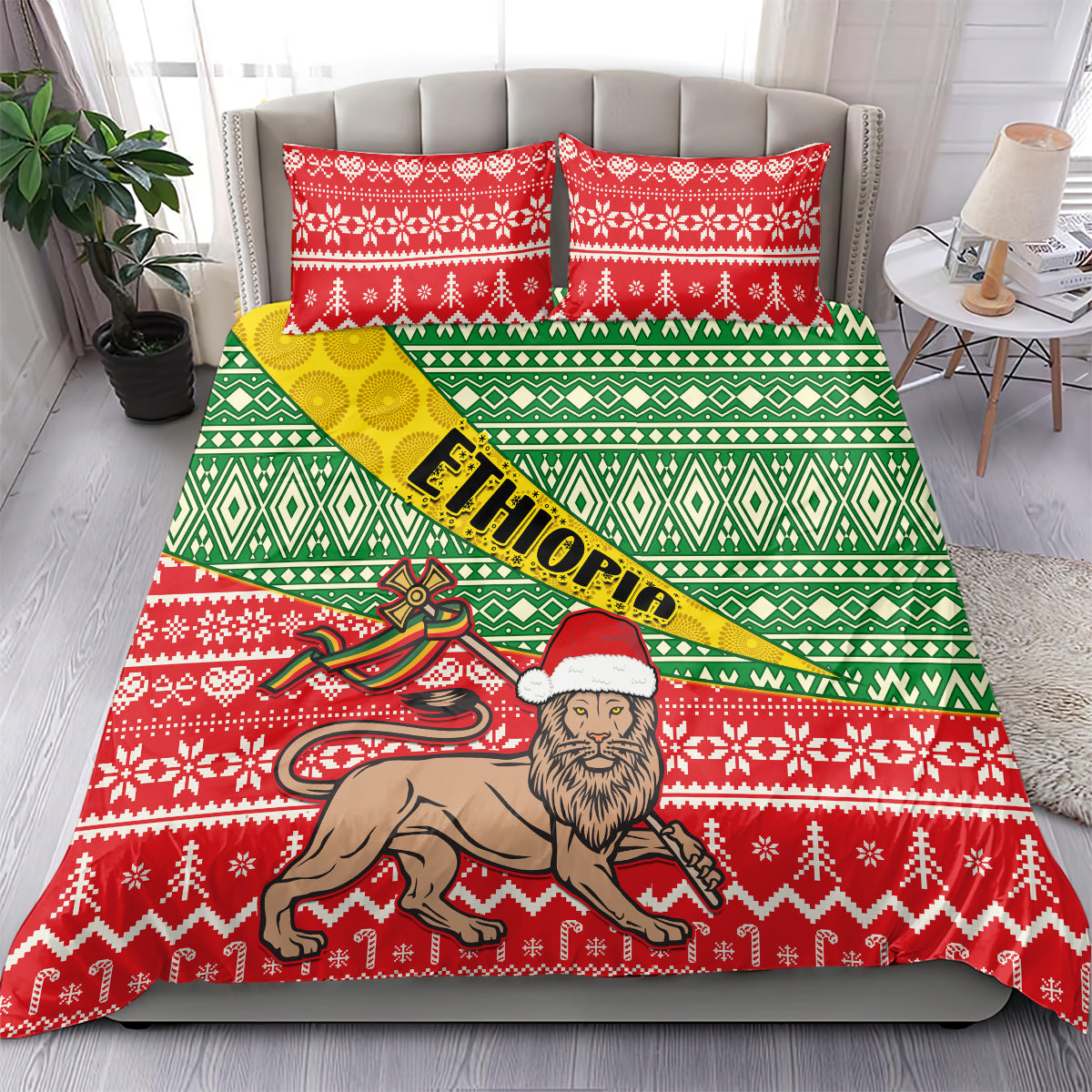 Ethiopia Christmas Bedding Set Melkam Gena African Pattern - Wonder Print Shop