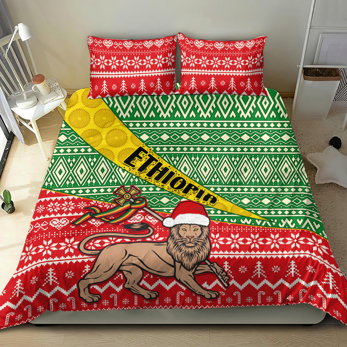 Ethiopia Christmas Bedding Set Melkam Gena African Pattern - Wonder Print Shop