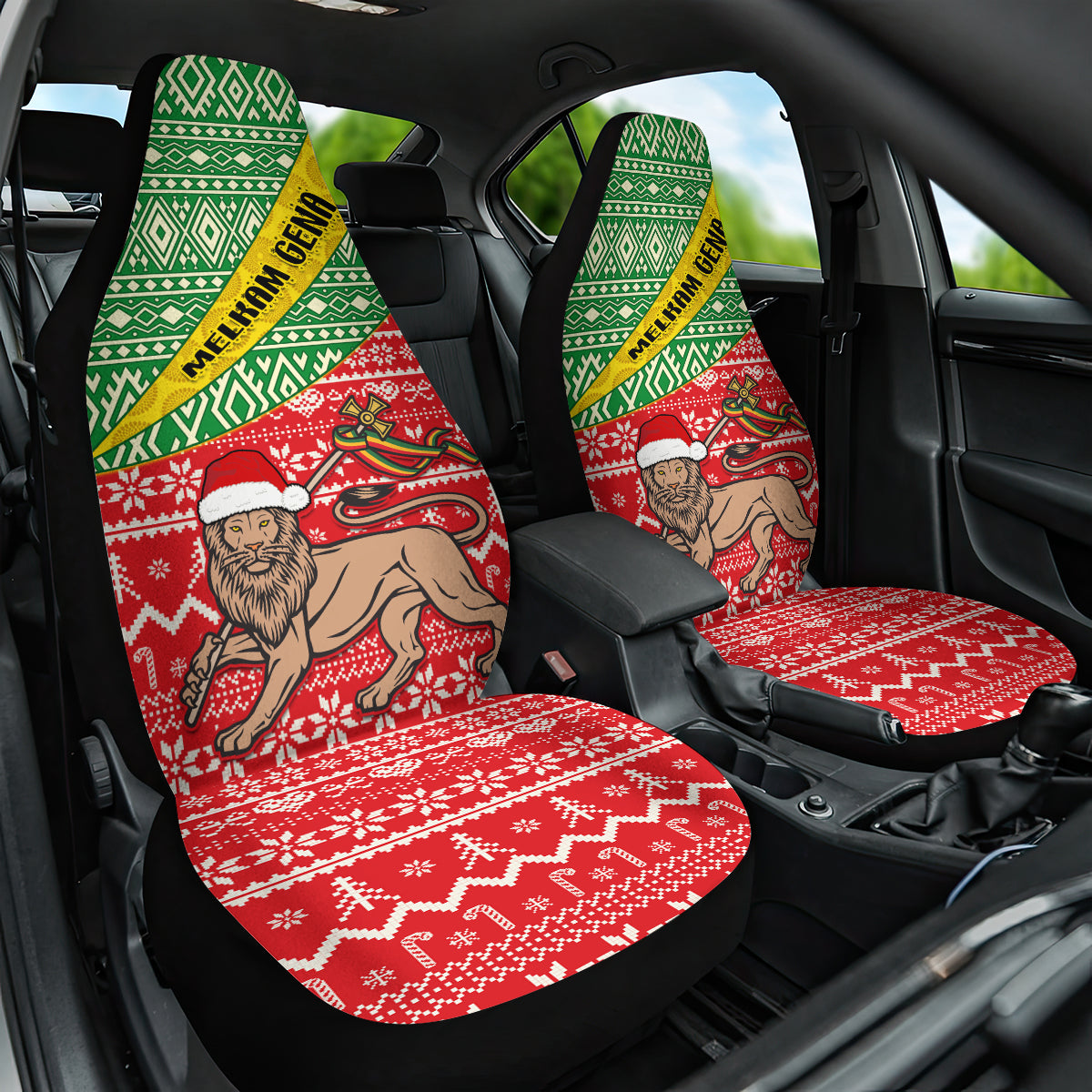 Ethiopia Christmas Car Seat Cover Melkam Gena African Pattern - Wonder Print Shop