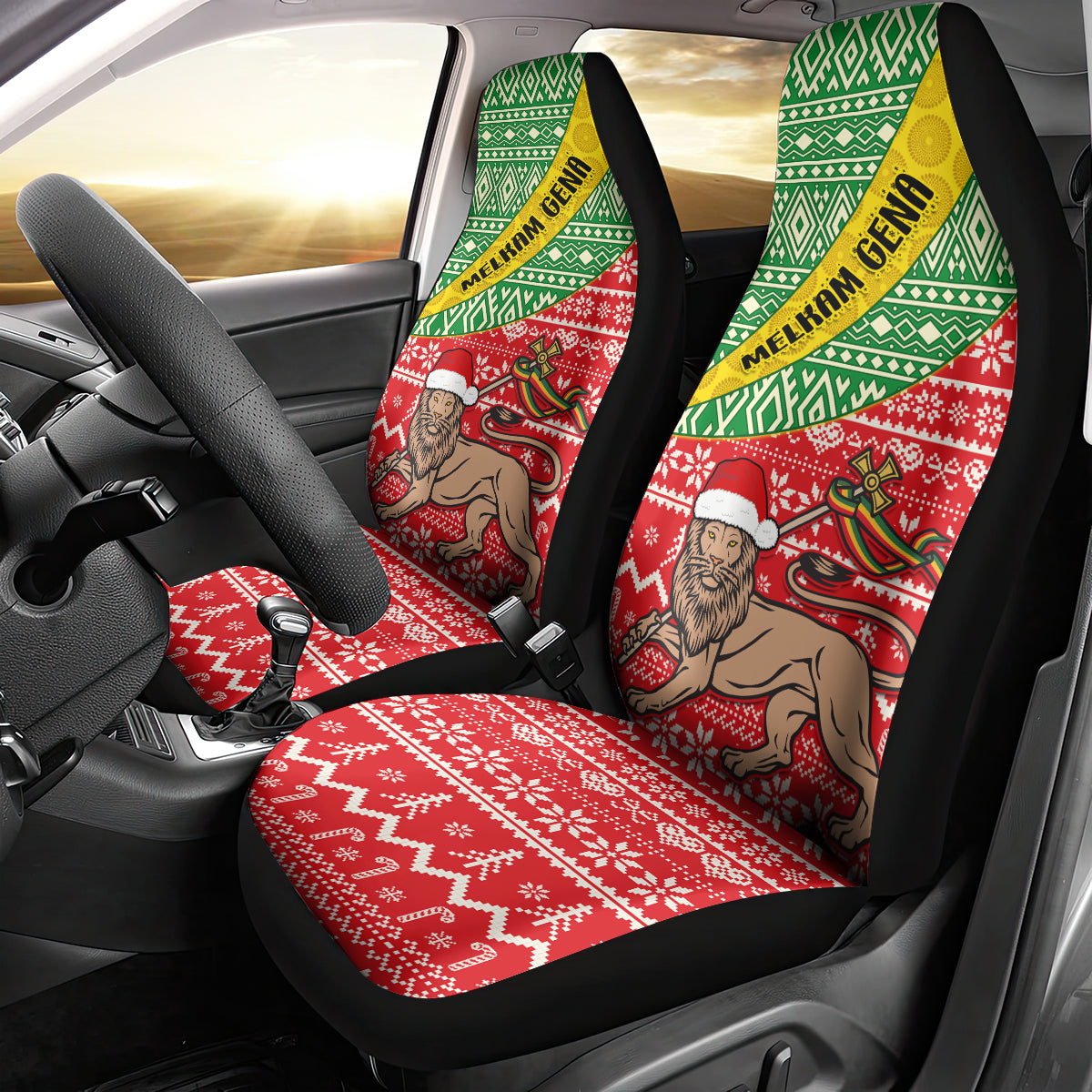 Ethiopia Christmas Car Seat Cover Melkam Gena African Pattern - Wonder Print Shop
