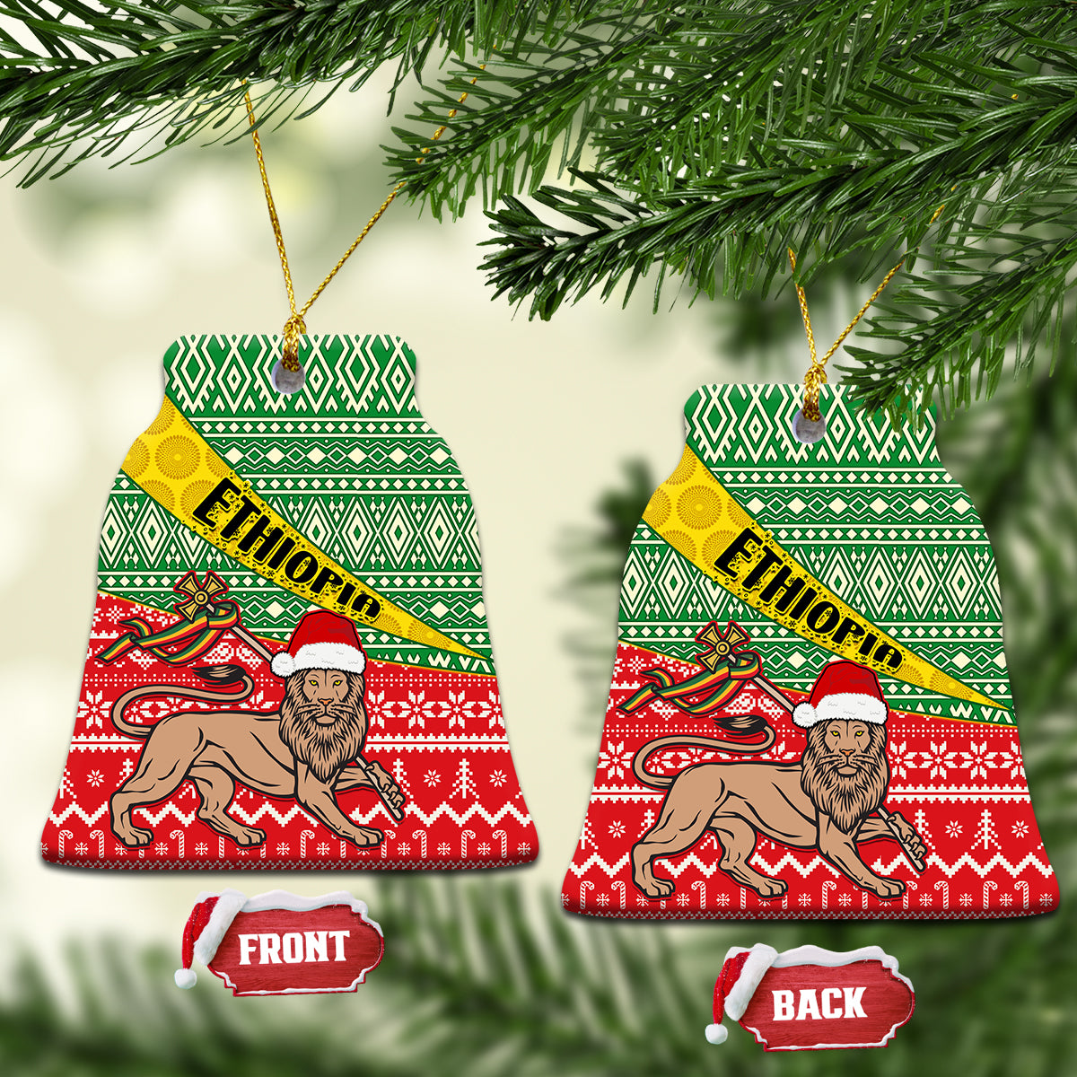 Ethiopia Christmas Ceramic Ornament Melkam Gena African Pattern - Wonder Print Shop