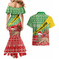Ethiopia Christmas Couples Matching Mermaid Dress and Hawaiian Shirt Melkam Gena African Pattern - Wonder Print Shop