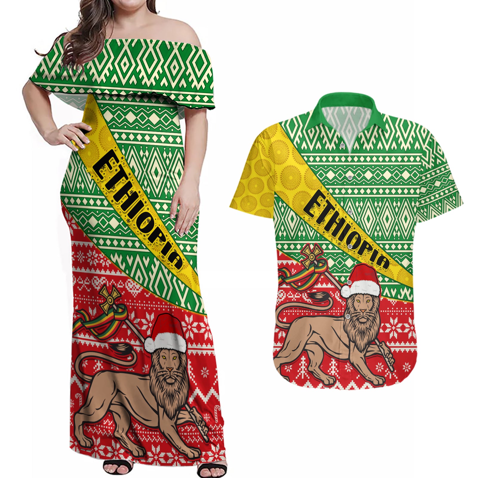 ethiopia-christmas-couples-matching-off-shoulder-maxi-dress-and-hawaiian-shirt-melkam-gena-african-pattern