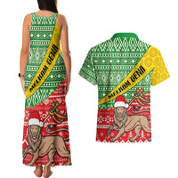 Ethiopia Christmas Couples Matching Tank Maxi Dress and Hawaiian Shirt Melkam Gena African Pattern - Wonder Print Shop