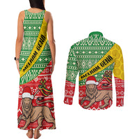Ethiopia Christmas Couples Matching Tank Maxi Dress and Long Sleeve Button Shirt Melkam Gena African Pattern - Wonder Print Shop