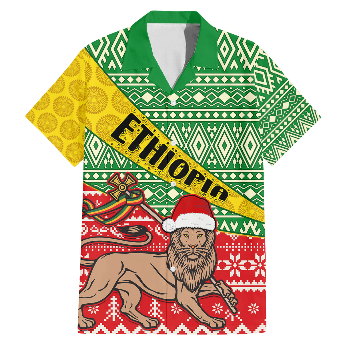 Ethiopia Christmas Family Matching Mermaid Dress and Hawaiian Shirt Melkam Gena African Pattern - Wonder Print Shop