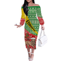 Ethiopia Christmas Family Matching Off Shoulder Long Sleeve Dress and Hawaiian Shirt Melkam Gena African Pattern - Wonder Print Shop