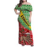 Ethiopia Christmas Family Matching Off Shoulder Maxi Dress and Hawaiian Shirt Melkam Gena African Pattern - Wonder Print Shop