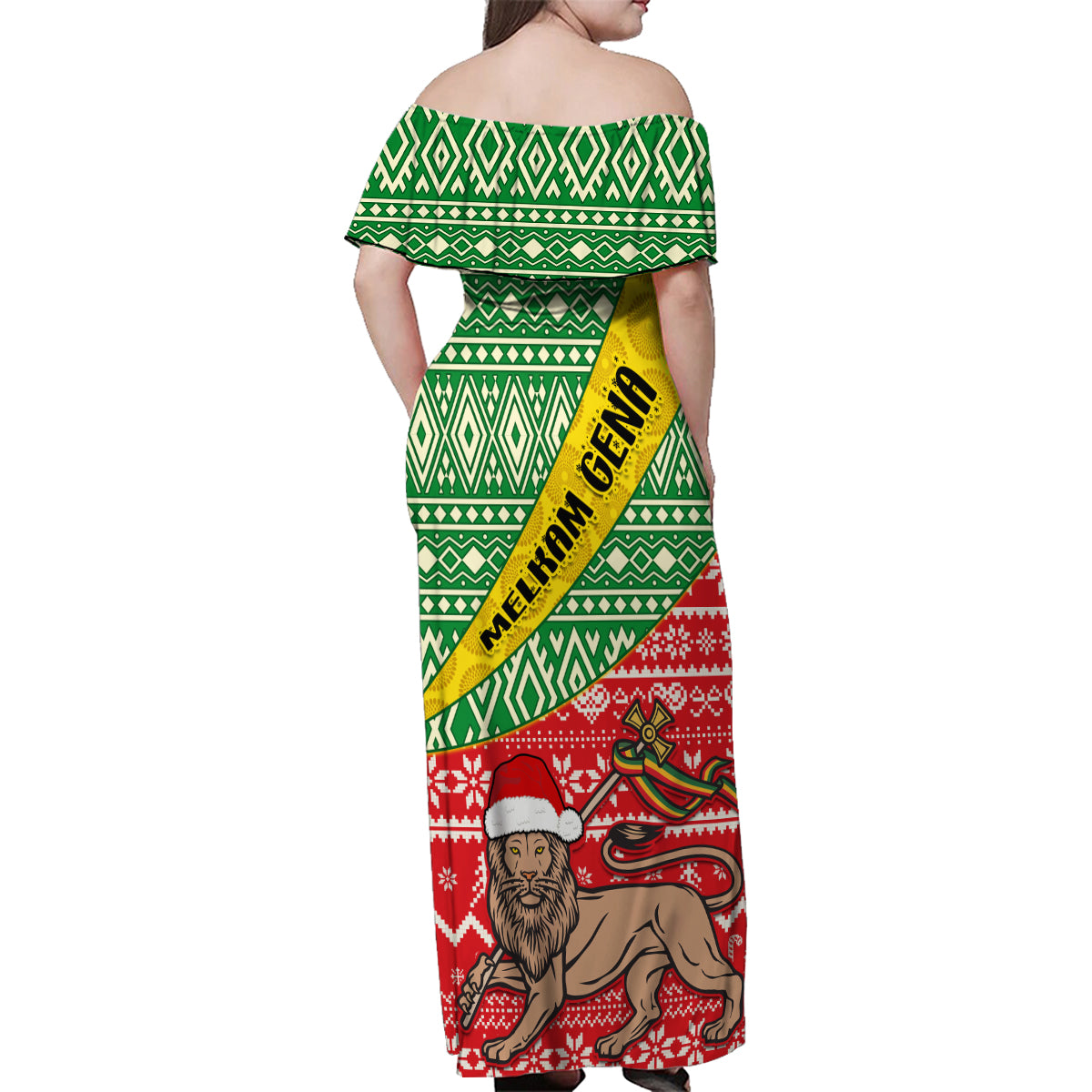 Ethiopia Christmas Family Matching Off Shoulder Maxi Dress and Hawaiian Shirt Melkam Gena African Pattern - Wonder Print Shop