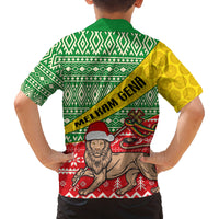 Ethiopia Christmas Family Matching Off Shoulder Short Dress and Hawaiian Shirt Melkam Gena African Pattern - Wonder Print Shop
