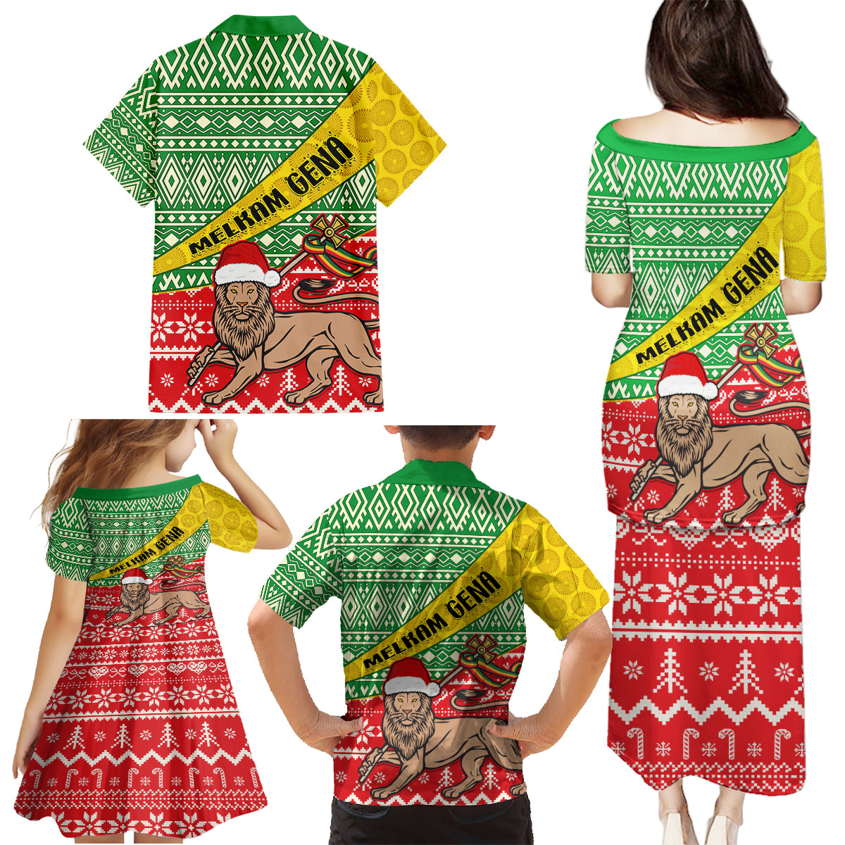 Ethiopia Christmas Family Matching Puletasi Dress and Hawaiian Shirt Melkam Gena African Pattern - Wonder Print Shop
