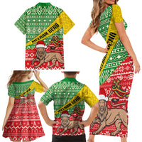 Ethiopia Christmas Family Matching Short Sleeve Bodycon Dress and Hawaiian Shirt Melkam Gena African Pattern - Wonder Print Shop