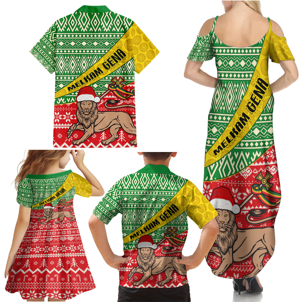 Ethiopia Christmas Family Matching Summer Maxi Dress and Hawaiian Shirt Melkam Gena African Pattern - Wonder Print Shop