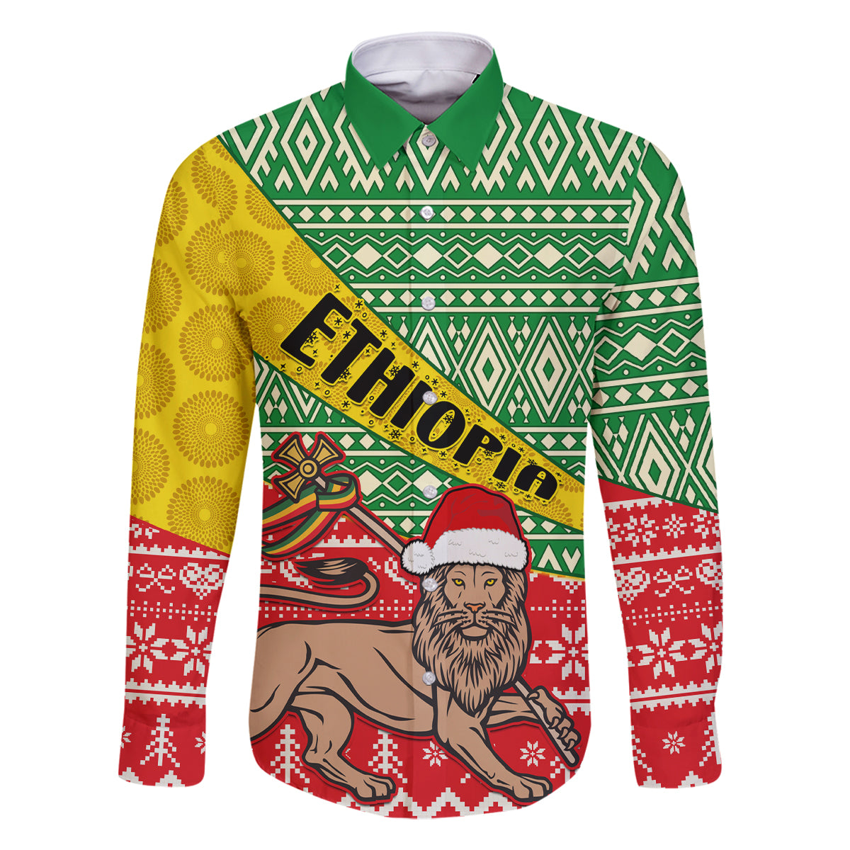 Ethiopia Christmas Family Matching Tank Maxi Dress and Hawaiian Shirt Melkam Gena African Pattern - Wonder Print Shop