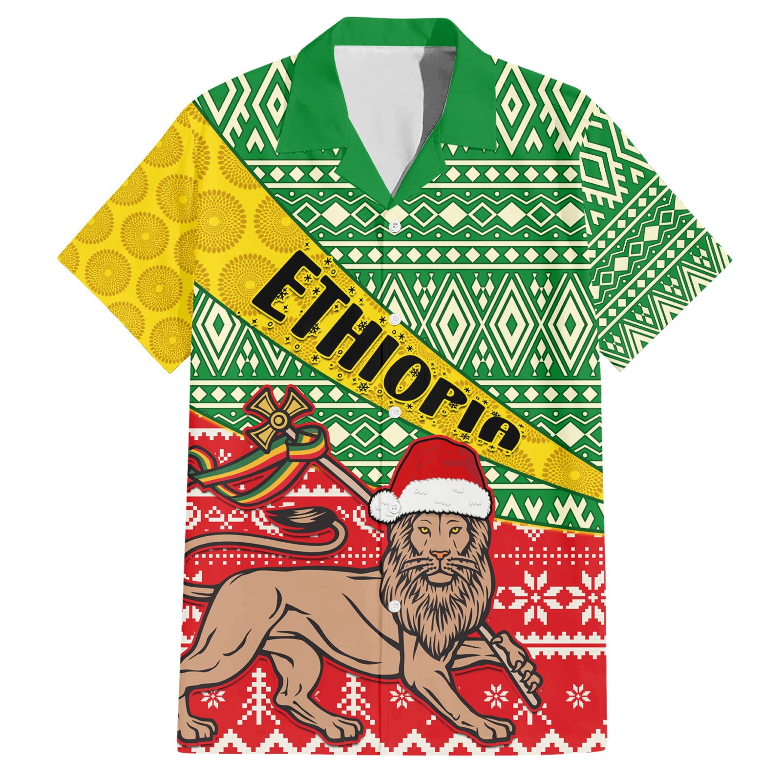Ethiopia Christmas Hawaiian Shirt Melkam Gena African Pattern - Wonder Print Shop